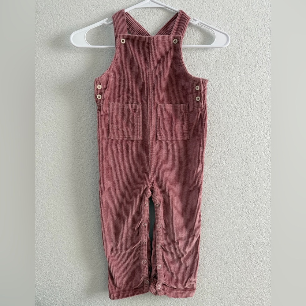 Kate Quinn Dusty Pink Girls Corduroy Overalls Organic Cotton